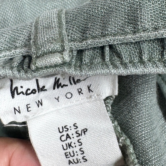 Nicole Miller Linen Blend Green Rolled Cuff Ankle Straight Leg Pants Size Small - Picture 15 of 16